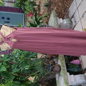 Acrobat drk mauve M silk maxi tank dress. Crosses in back. Gently worn